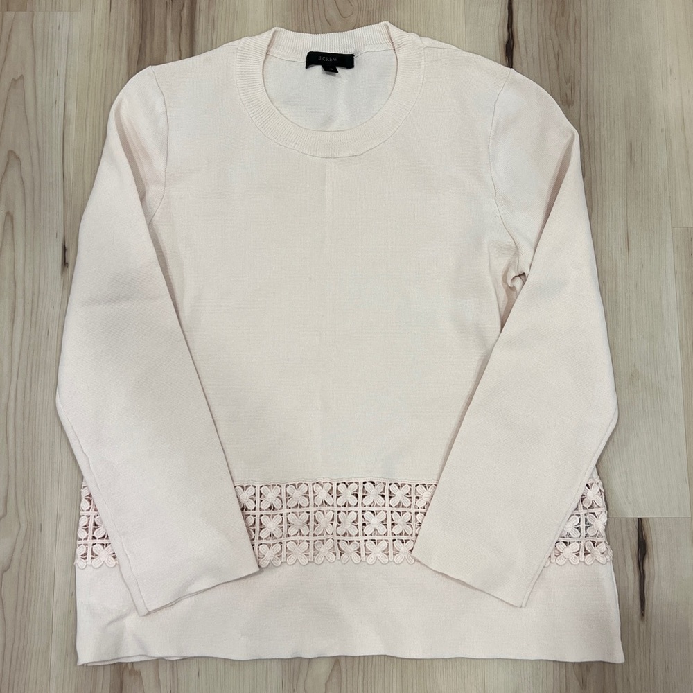J. Crew Lace Hem Sweater Light Blush Pink XS